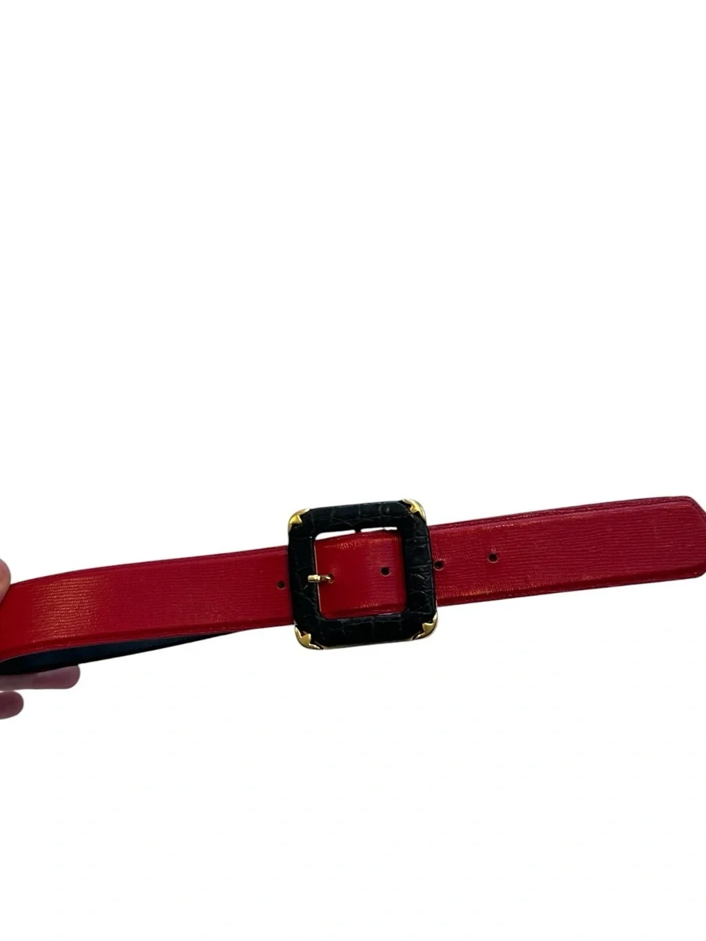Vintage Carlisle Red with black buckle gold accent belt sz Small